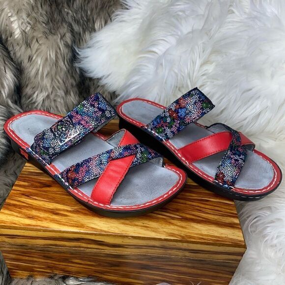 Alegria Sandals Womens Size 5-5.5/35EU Victoriah Botanicool SlipOn Slide Leather - Picture 3 of 9